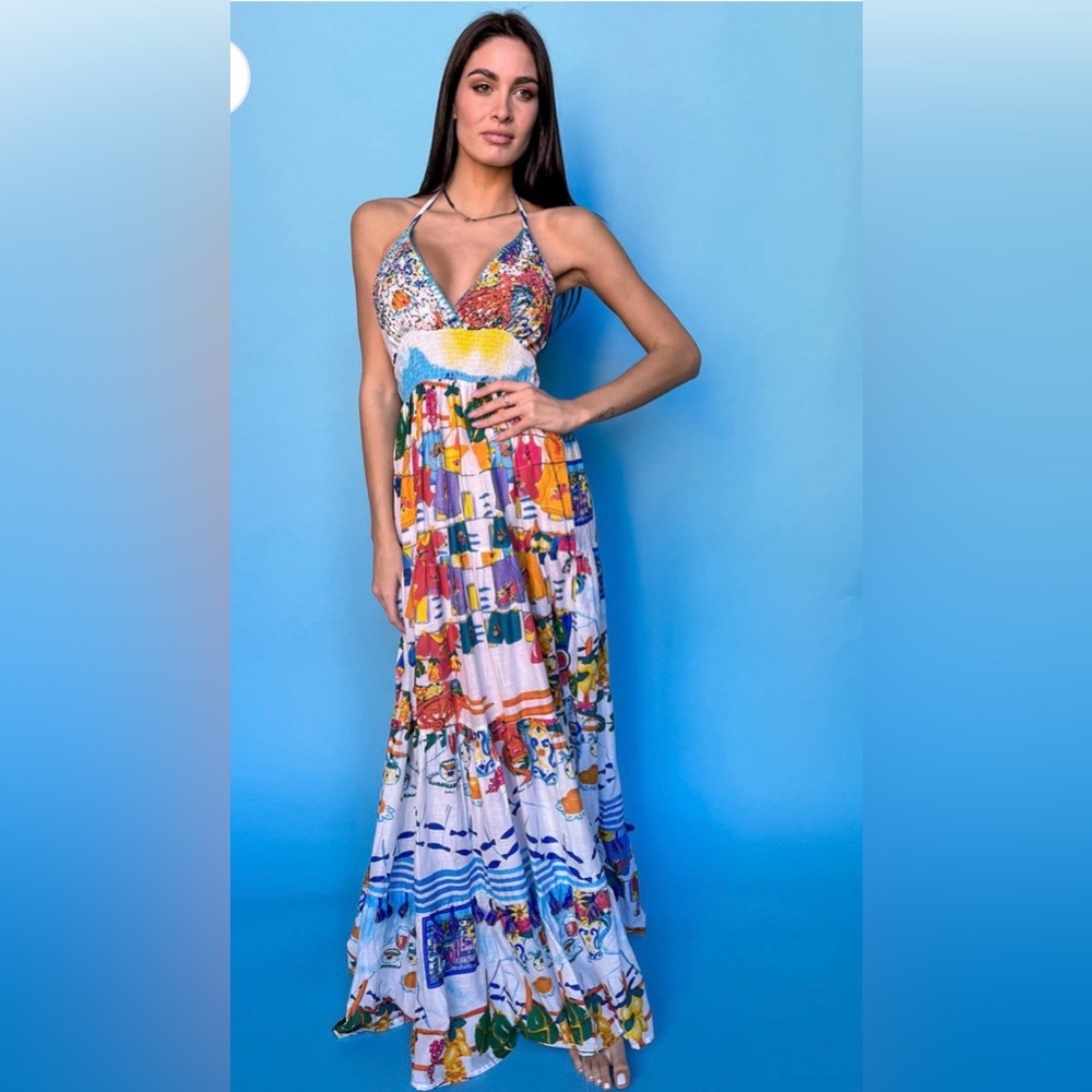 Multicolor Maxi Dress with Vibrant Patterns